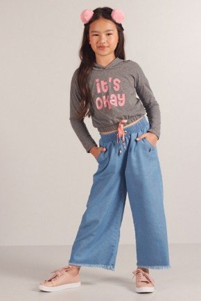 calça infantil feminina em jeans cropped bugbee
