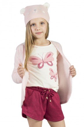 Conjunto Infantil Feminino em Cotton e Malha Winter (blusa manga longa e short) 59985999 01
