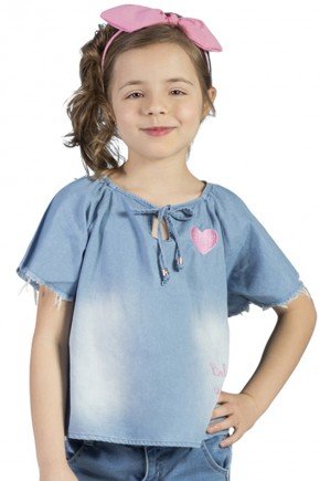Bata Infantil Feminina em Jeans bata infantil feminina jeans bugbee