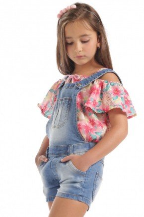 jardineira infantil feminina jeans bugbee