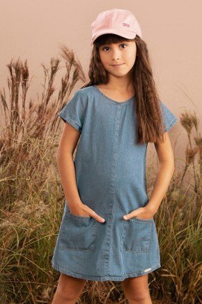 vestido moda infantil feminino menina jeans bugbee 9963