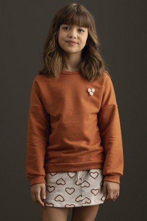 Conjunto Infantil Feminino em Moletom e Molecotton Mescla Estampado conjunto feminino menina saia 8074cj