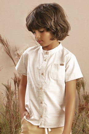 Camisa Infantil Menino em Tecido Plano Mescla camisa moda infantil masculina menino botoes 9620