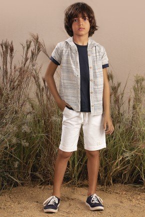 camisa moda infantil masculina menino listrada botoes 9623