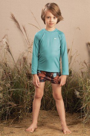 sunga moda infantil masculina menino praia estampada protecao uv marrom 9715