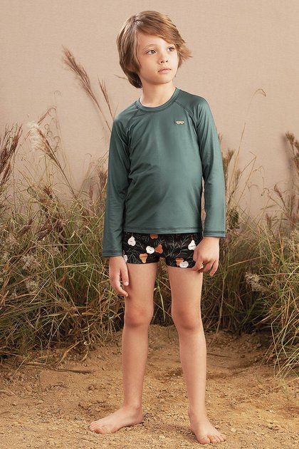 sunga moda infantil masculina menino praia estampada protecao uv preto 9715