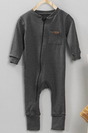 macacao moda bebe masculino menino manga longa canelado bolso 9768