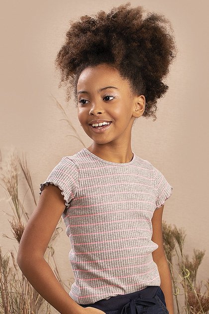 blusa moda infantil feminina menina listrada babado canelada 9808
