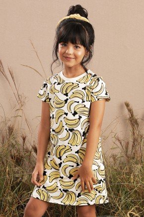 vestido moda infantil feminino menina estampado manga curta 9907