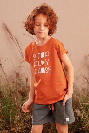 conjunto camiseta bermuda moda infantil masculina menino estampado bugbee 9676cj