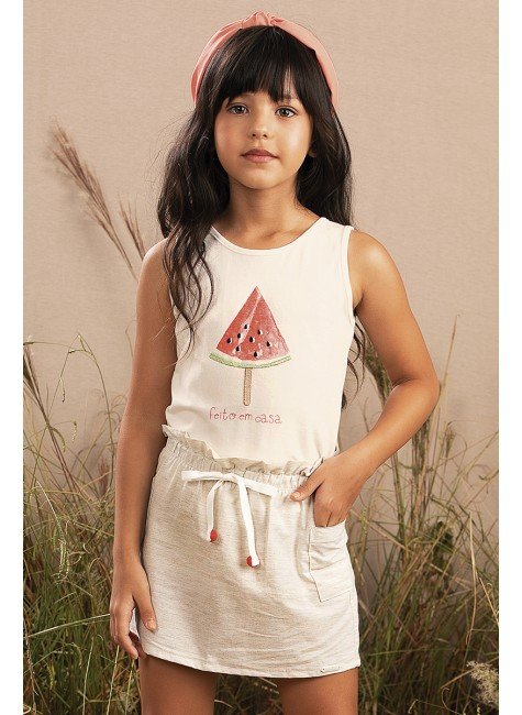conjunto moda infantil feminino menina regada saia 9848cj bugbee