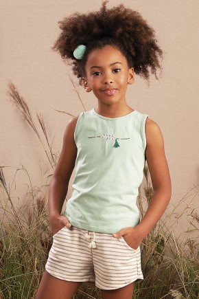 conjunto moda infantil feminino menina listrado moletom ecologico regata 9861cj