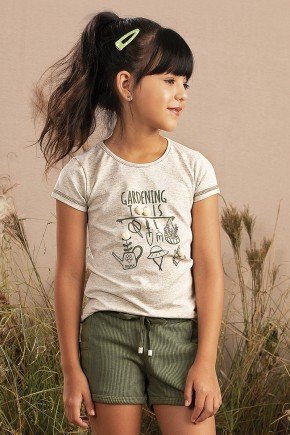 conjunto moda infantil feminino menina estampada trico 9864cj