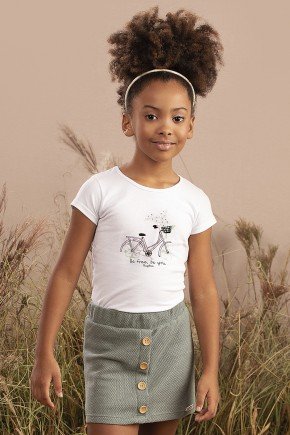 Conjunto Infantil Menina em Cotton e Moletinho Tricô conjunto moda infantil feminino menina saia trico 9850cj