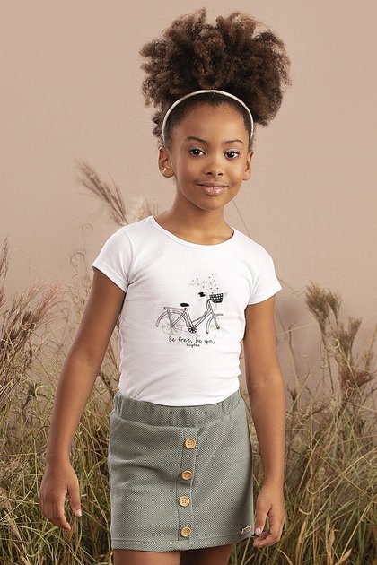 conjunto moda infantil feminino menina saia trico 9850cj