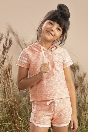 conjunto moda infantil feminino menina capuz moletom 9857cj