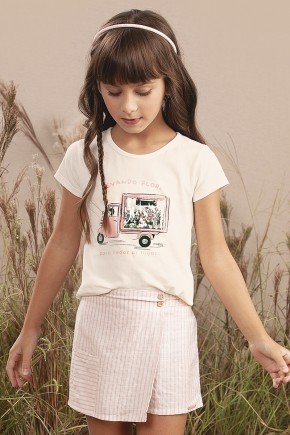 conjunto moda infantil feminino menina saia listrado estampada 9956cj