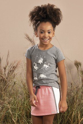 conjunto moda infantil feminino menina estampada saia moletom 9832cj