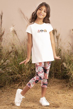 conjunto moda infantil feminino menina estampado legging 9817cj