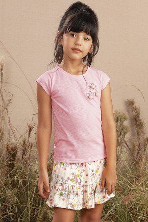 conjunto moda infantil feminino menina estampada saia bugbee 9849cj