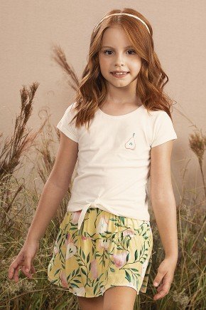 conjunto moda infantil feminino menina estampada floral 9847cj