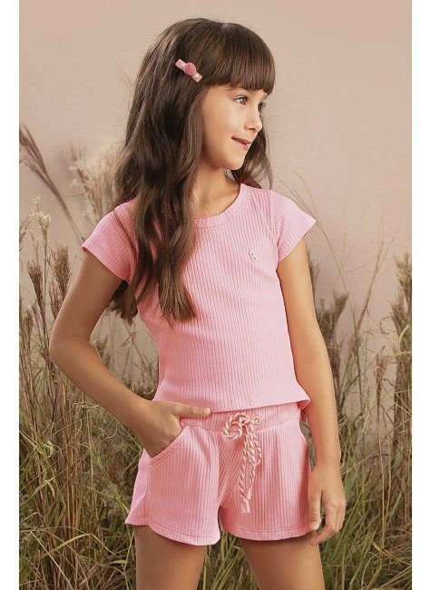 conjunto moda infantil feminino menina canelada 9874cj