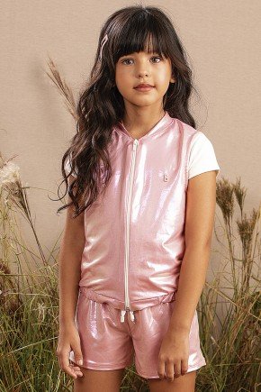 conjunto moda infantil feminino menina metalizado cirre 9858cj