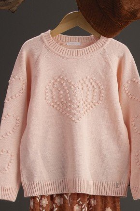 casaco moda infantil feminino menina bugbee trico 8034 rosa