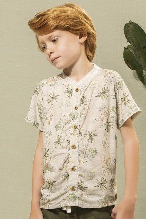 Camisa Infantil Masculina em Viscose Plana camisa moda infantil masculina menino bugbee floral 7587
