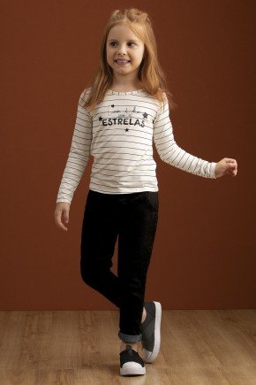 calca moda infantil feminina menina bugbee sarja 9409 preto