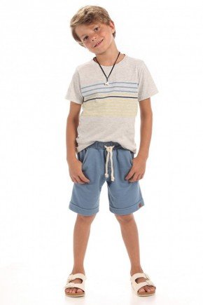 bermuda moda infantil masculina menino moletom bugbee 6820 azul