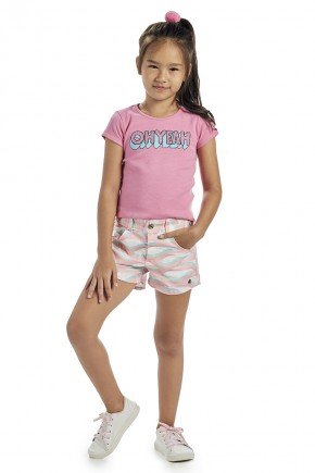 short moda infantil feminino menina bugbee estampado sarja 6452sh
