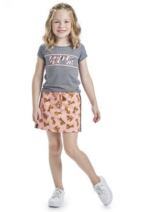 Saia Infantil em Moletom saia moda infantil feminina menina bugbee moletom estampada 6478sa