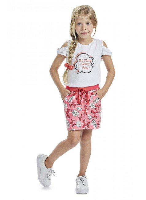 saia moda infantil feminina menina bugbee estampada sarja 6644sa