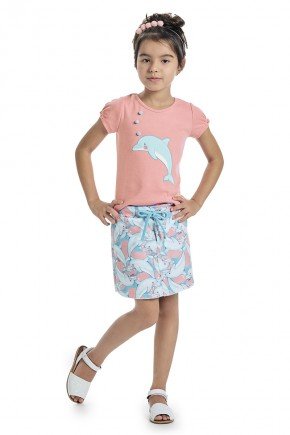 Saia Infantil em Moletom saia moda infantil feminina menina bugbee estampada moletom 6466sa