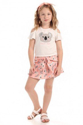 saia moda infantil feminina menina bugbee estampada laco 6508sa