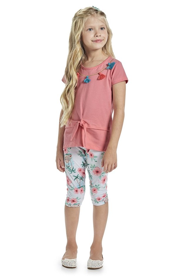 calca moda infantil feminina menina bugbee estampada floral legging 6534cl