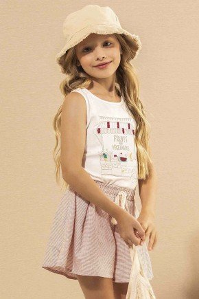 conjunto moda infantil feminino menina bugbee regata saia listrada 7379cj