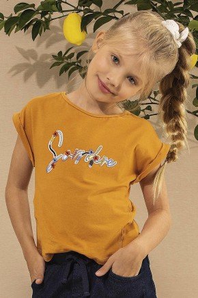 blusa moda infantil feminina menina estampada 7408 amarelo