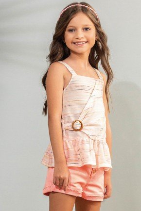 short moda infantil feminino menina bugbee sarja 7431 rosa