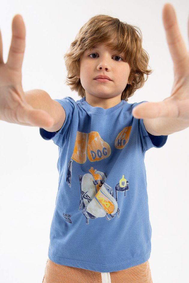 camiseta moda infantil menino masculino bugbee azul estampa 10984