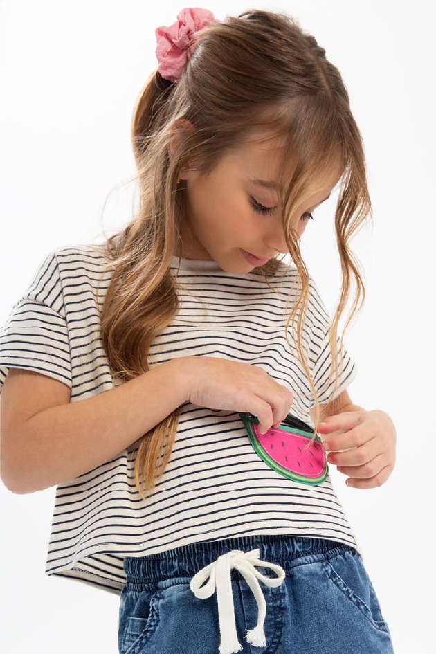 blusa moda infantil menina feminino listrada bolso interativa ziper bugbee 10956 lado