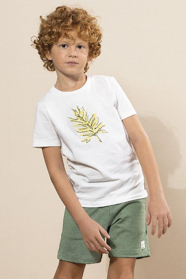 conjunto moda infantil masculino menino camiseta bermuda estampada off white branco bugbee 10690cj 01