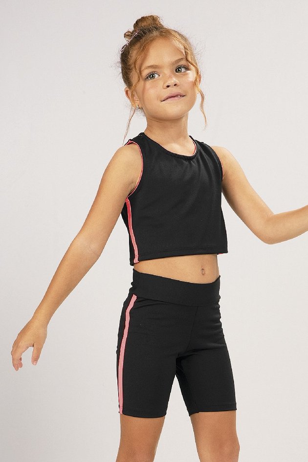 short moda infantil menina feminina legging educacao fisica esportiva preto bugbee 10499 detalhe 01 01 01