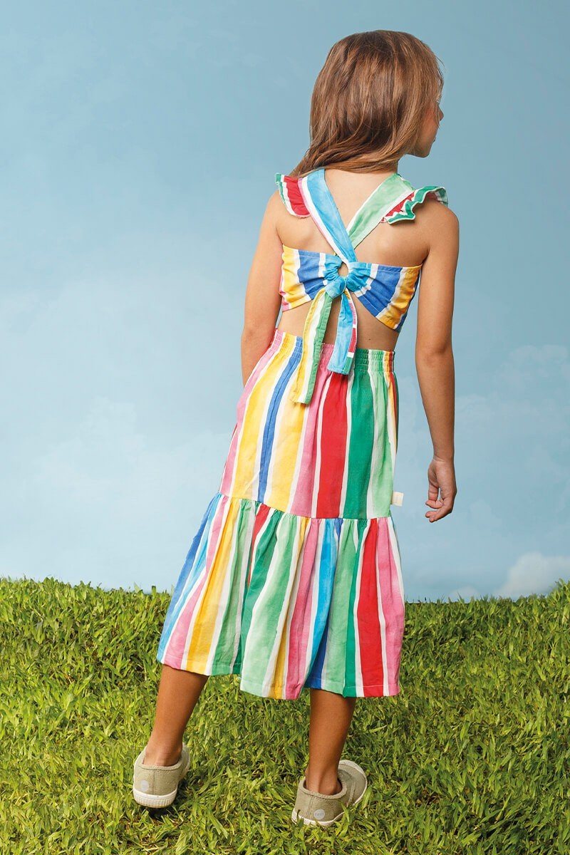 Vestido infantil listrado colorido top