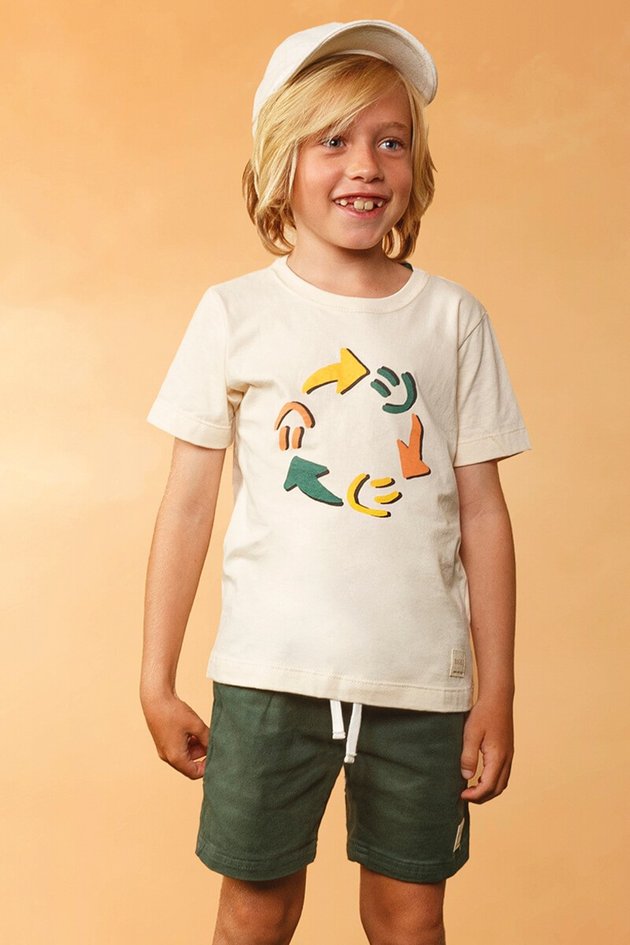11862 camiseta moda infantil menino bugbee verao estampa bege verde frente