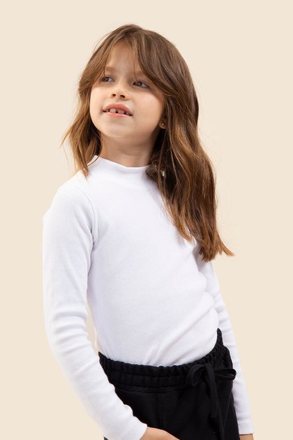40007 blusa ribana canelado moda infantil menina branco frente