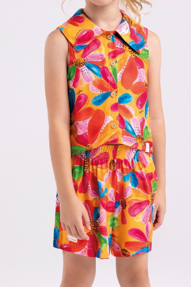 13678cj conjunto camisa short moda infantil menina superbloom zoom